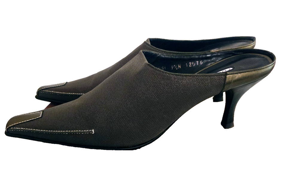 Donald J Plainer Metallic Olive Green Lian S1 Pointed Heels Slides 9.5M